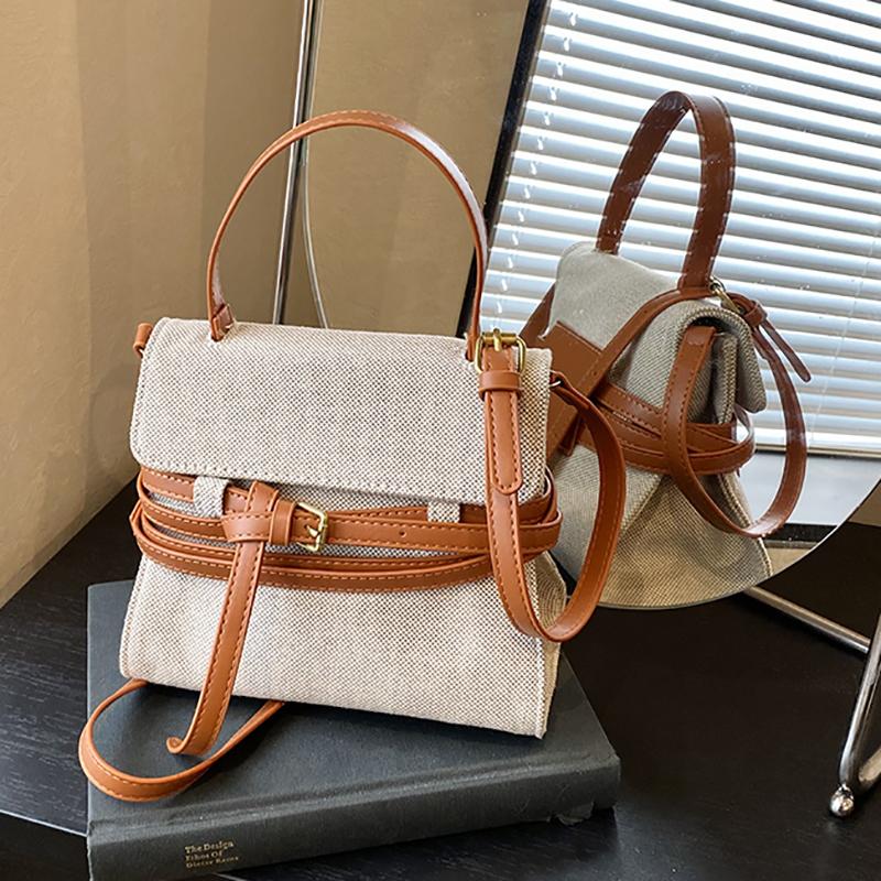 Large Capacity Lady Flap Handbag Fashion Vintage Korean Style Strap Shoulder Bag Cloth Niche Design Retro Bucket Bag Autumn