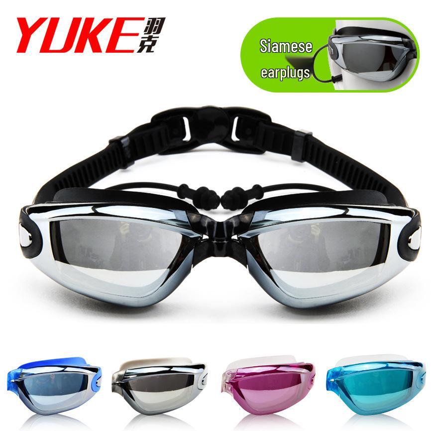 Yuke Electroplated Anti-Fog Swimming Goggles with Earplugs for Men & Women
