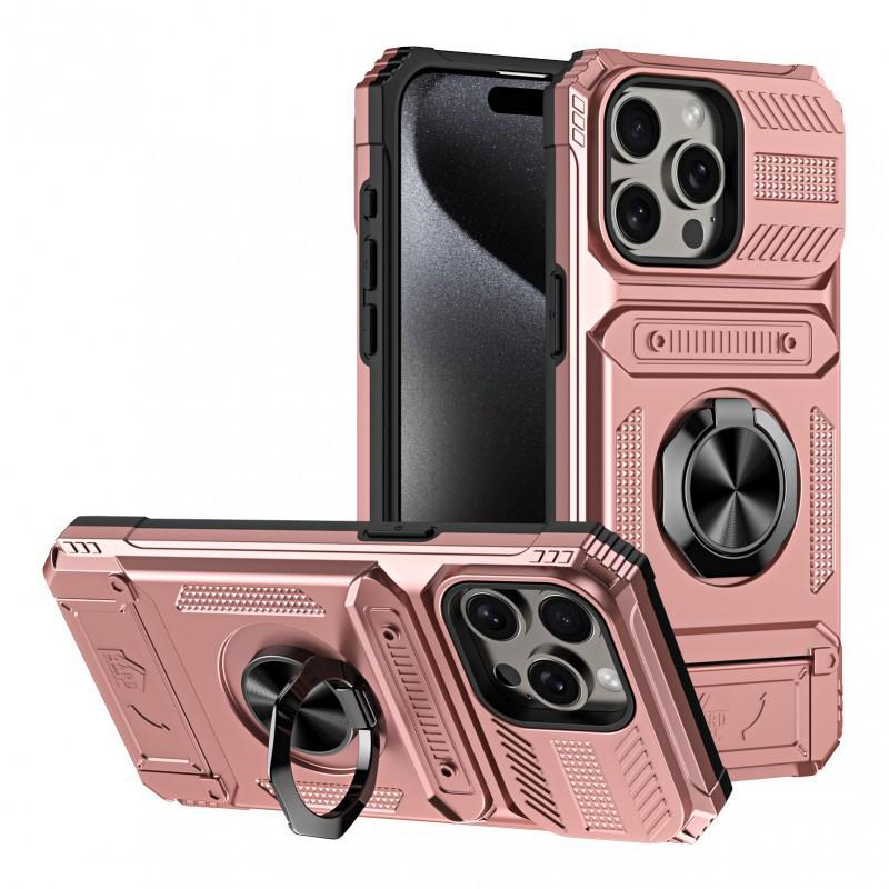

Suitable IPhone 17 Promax Phone Case Card Holder Apple 16 Anti Drop Cover iPhone 11 розовый