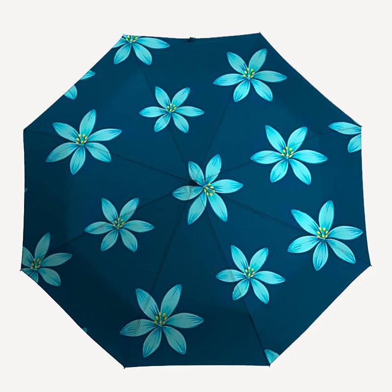 

1pc Blue Flower Pattern Automatic Open/Close Umbrella, Ideal Fan Gift for Birthday, Christmas, Trendy Fashion y250828038