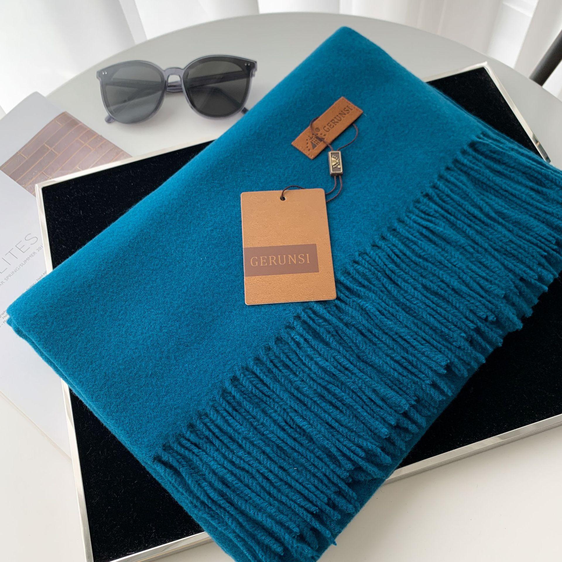 Однотонный кашемировый шарф, утолщенный с бахромой, студенческий теплый шарф 300 г 200CM