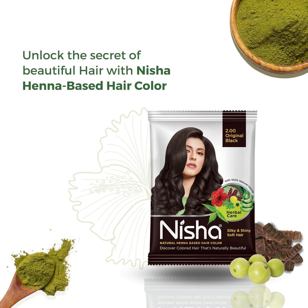 Nisha Colore Naturale per Capelli all'Henné 10g x Confezione da 10 | Tintura Erboristica Condizionante per Capelli Morbidi e Lucenti per Uomini e Donne