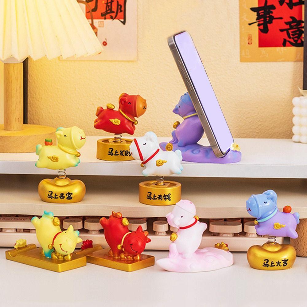 Creative Zodiac Horse Phone Holder Year of The Horse Horse Shaped Zodiac Horse Ornament Horse Mascot Resin Craft New Year Gift