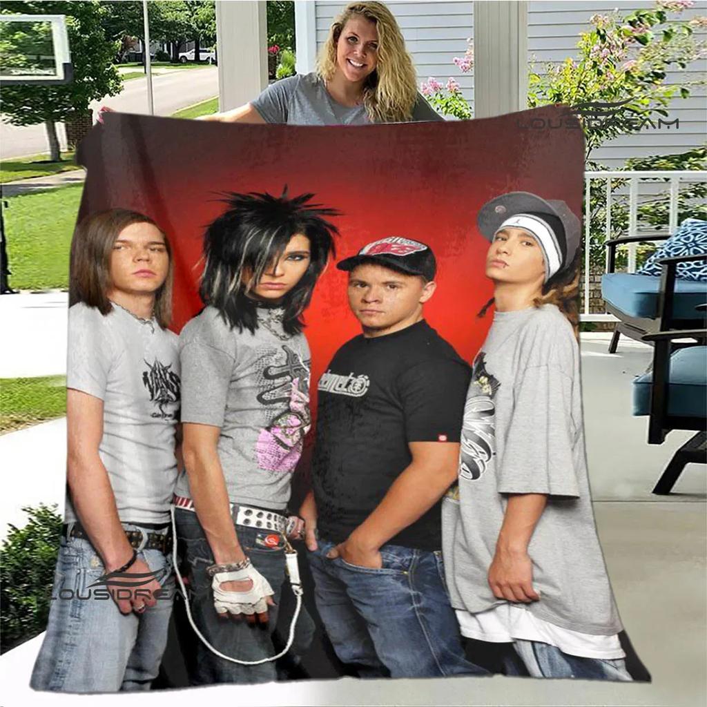 Coperta stampata della band Tokio Hotel Coperta calda per bambini Coperta in flanella morbida e accogliente Coperta per divano letto Coperta da viaggio Regalo di compleanno