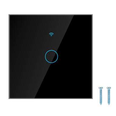 Interrupteur à écran tactile WiFi Single Circle pour Alexa Google 1 ?Chemin AC  (Noir )