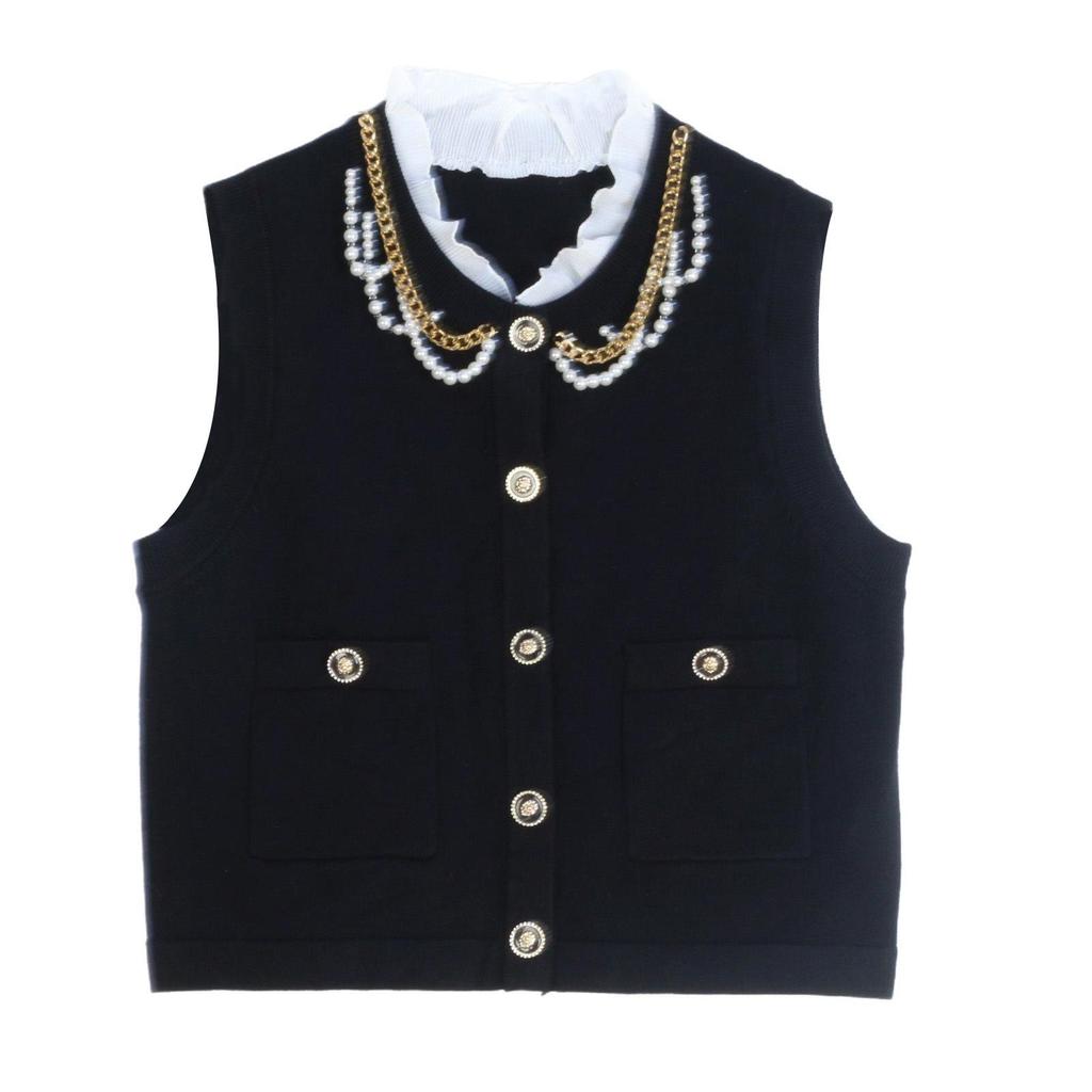Lafite Home Elegant Sleeveless Knitted Top for Women - Versatile, Slimming, Fragrant European Style for Spring and Autumn
