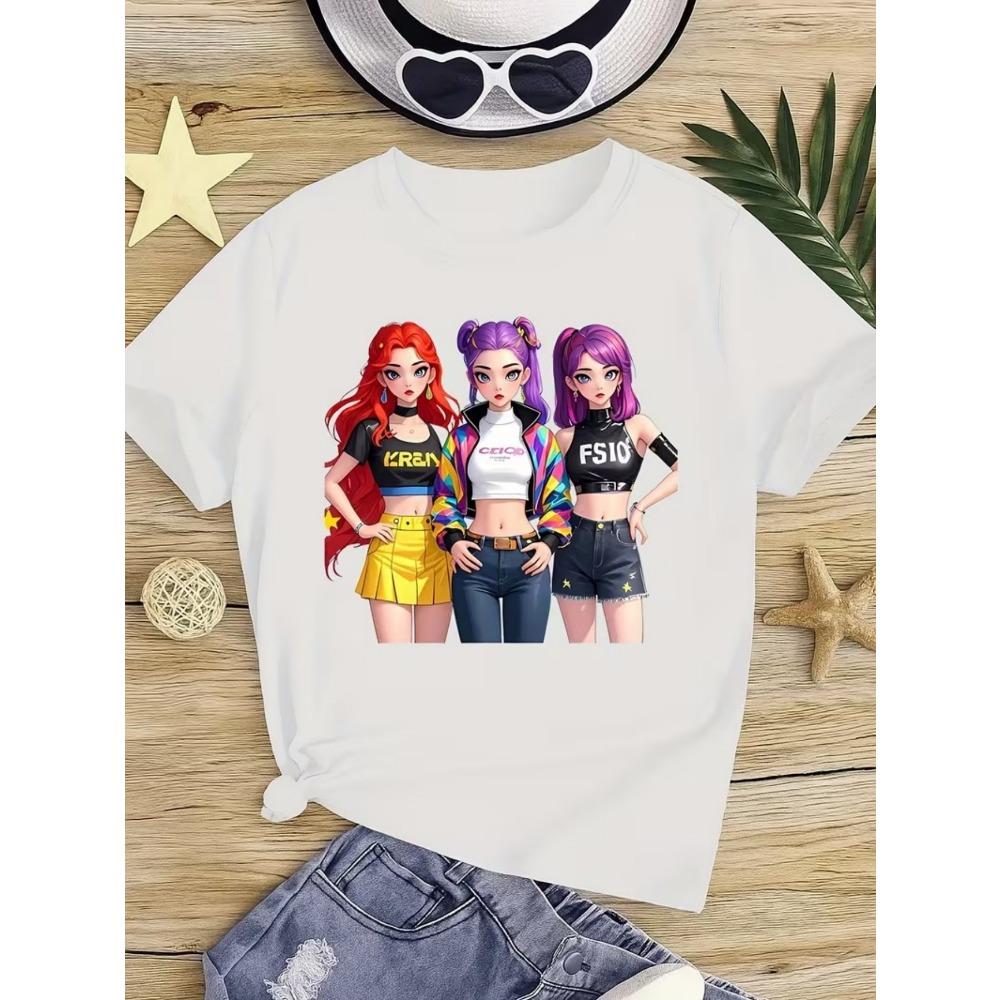 2026 Film Caldo Maglietta in Morbido Cotone per Bambine Abbigliamento per Bambini Fan KPop Cacciatori di Demoni Regali Vestiti per Bambini Moda Top Casual