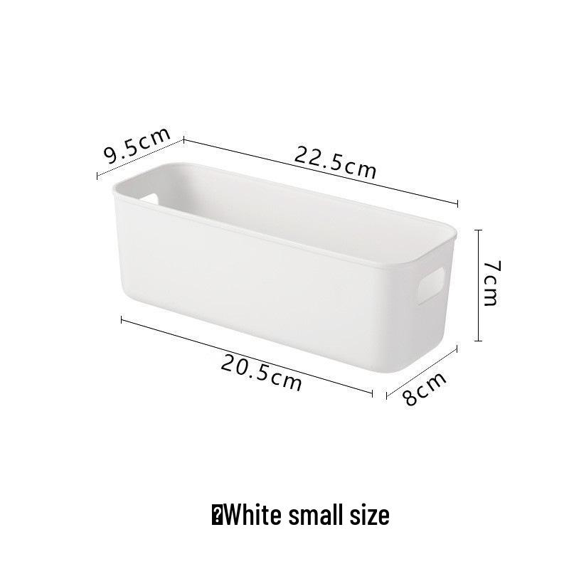 White Minimalist Desktop Plastic Storage Bin Organizer