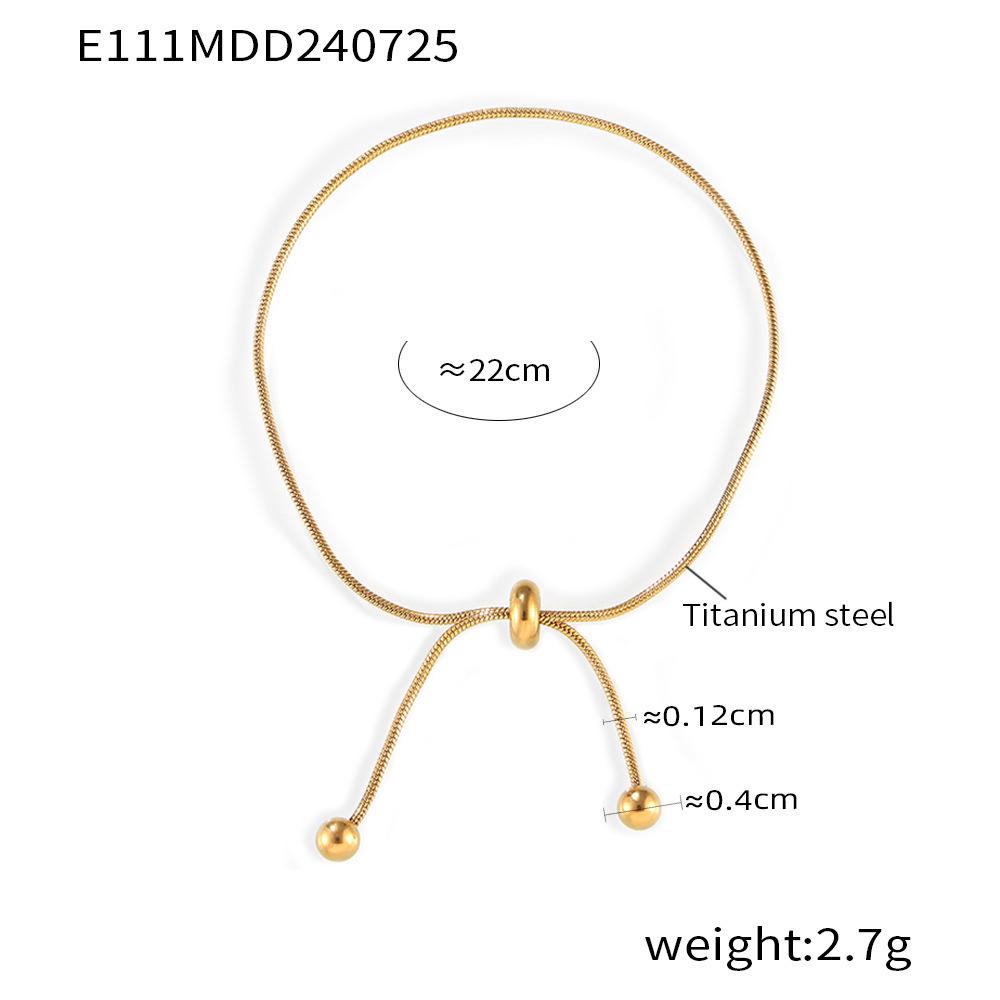 Stylish Non-Fade Round Bead Pull-Out Buckle Women’s 18K Gold-Plated Titanium Steel Jewelry Set: Tassel Necklace, Bracelet, Anklet.