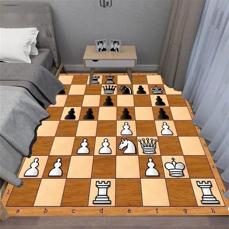 Intelligence Game Chess Inspired Decor Carpet Rug King Queen Rook Bishop Knight Pawn Cozy Living Room Floor Mat Area Rug