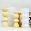 Two Sizes Ribbed Pillar Candle Mold Cylindrical Aesthetic Silicone Mould Geometric Abstract Decorative Striped Soy Wax Mold