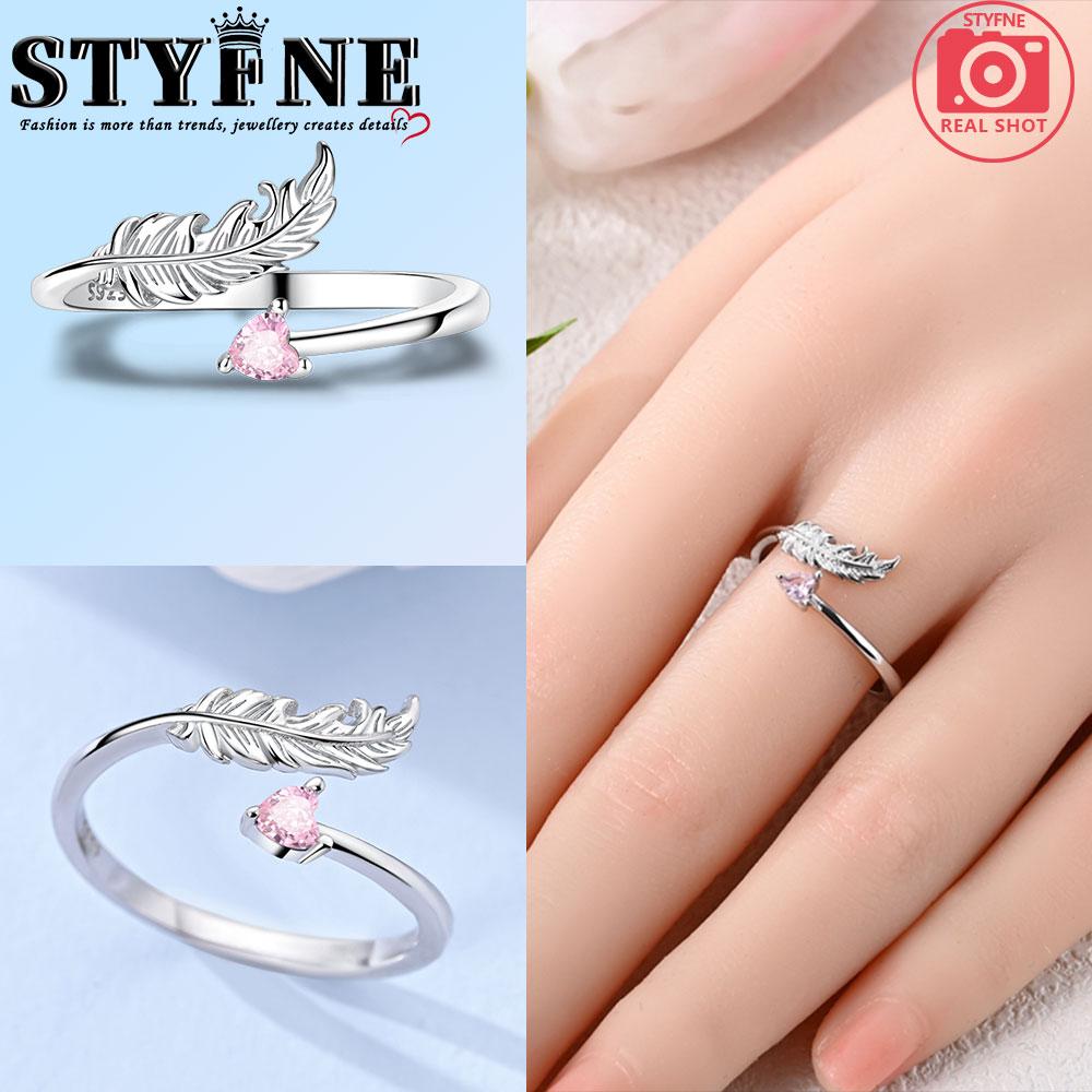 

copper Authentic Pink Heart Feather Opening RingWomens Anniversary Gift Engagement Rings for Women Mens Jewellery