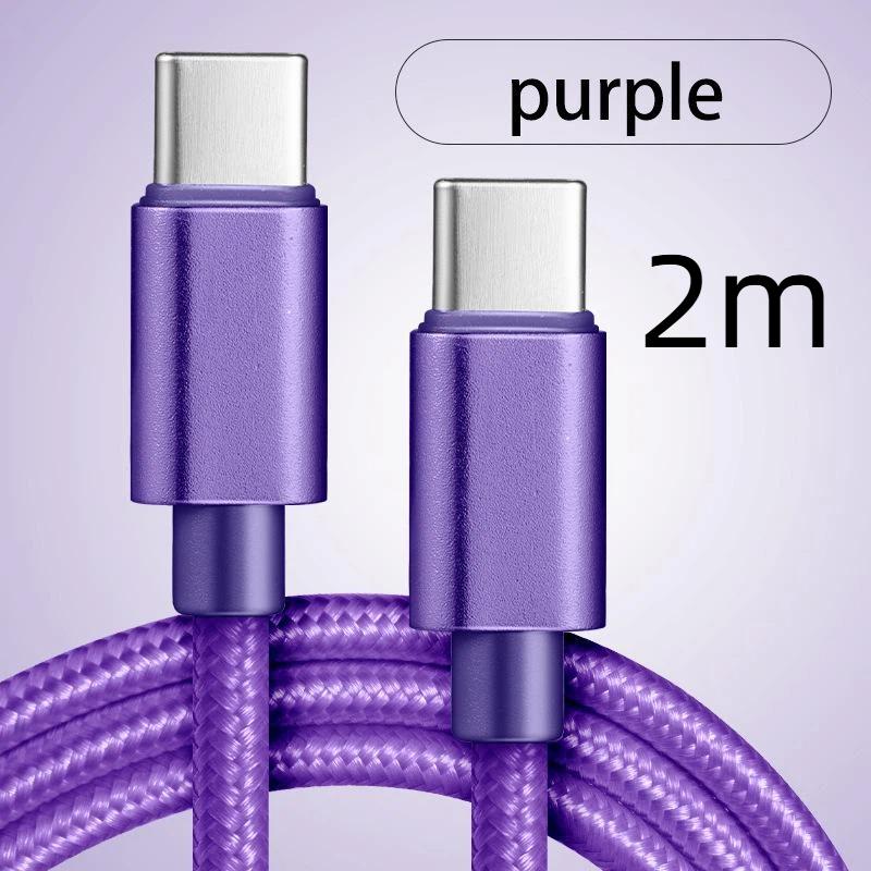 66W 5A Nylon 1/2/3Meters Usb C To Type C Fast Charging Cable For Mosr Mobile Phone Charging Cable