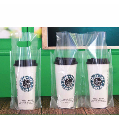 50 Milk Tea and Juice Bags, Single Cup, Takeaway, 16*28cm, Retail Packaging, Coffee, Milk Tea, Cola, Clear Plastic Packaging Bags, Waterproof, Disposa