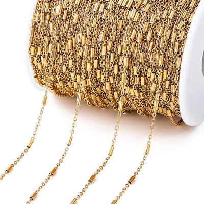 2Meters Stainless Steel Chain Cross Chain with Tube Beads for DIY Necklace Bracelet Anklet Jewelry Making Accessories Supplies