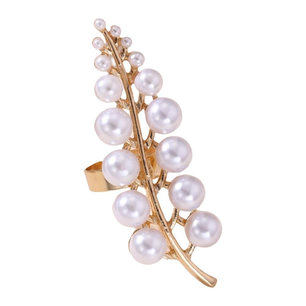 Exaggerated Starfish Ring Gold Color Flower Ring Romantic Pearl Ring Friends