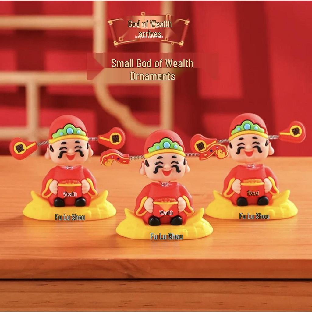 2025 Chinese Style God of Wealth Bobblehead Car Ornament: Cute Cartoon Interior Decoration