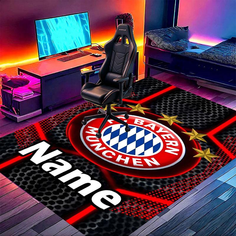 Custom Name Personalized FC Bayern Print Carpet, Versatile Home Decor Rug, for Playroom, Apartment, Balcony, Entryway, Hallway Gift