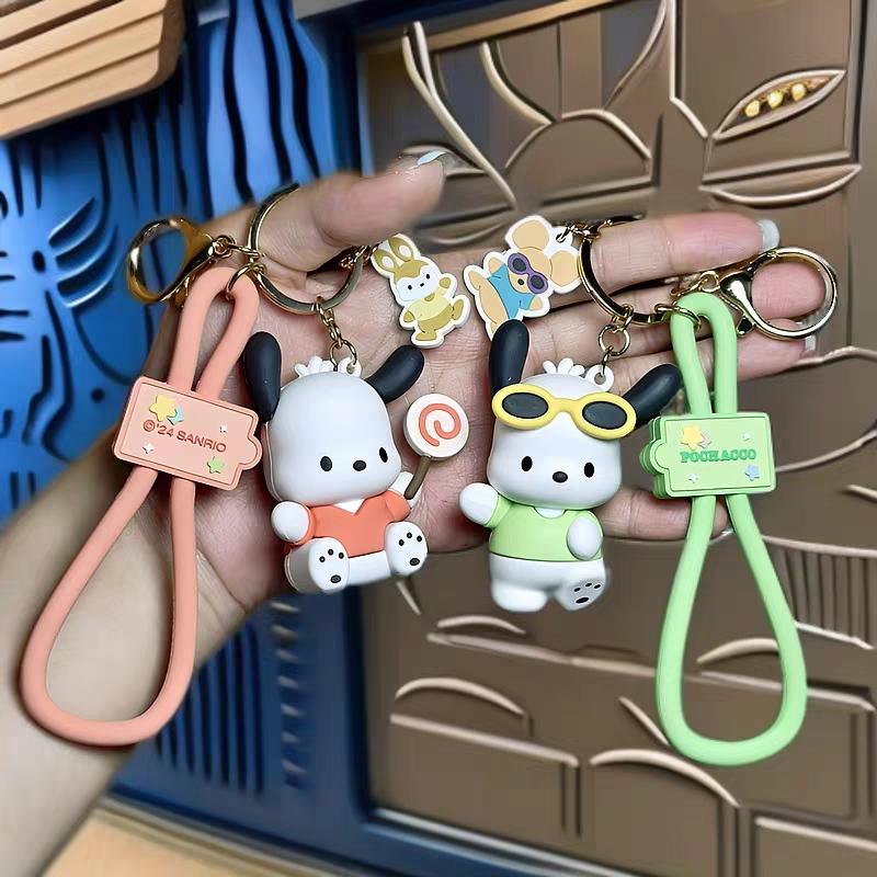 Pochacco Toy Mini Anime Action Figure Keyring Pendant Decoration Collection Keychain Model Doll Birthday Gift For Kid