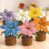 Crocheted Lilies Potted Plant Home Decors Artificial Knitted Flower Pot Ornament for Mother Day Teacher Appreciation Gift