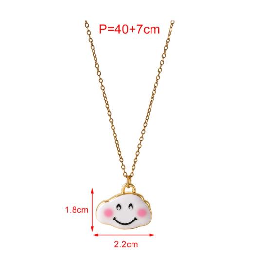 Asu Gold Plated Cartoon Cute Link Chain Cloud Graffiti Pendant Stainless Steel Necklace Gift