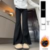 Douyin Women’s Winter Fleece-Lined Micro Flare Sweatpants - 2024 High Waist Slimming Wide Leg Horseshoe Pants