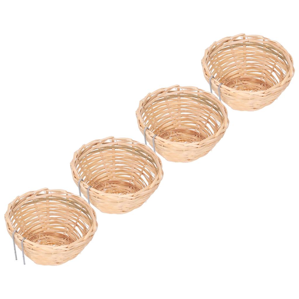 4pcs Bamboo Bird Nest Handmade Weaving Breeding Resting Bird House with Hook for Parrots Canary