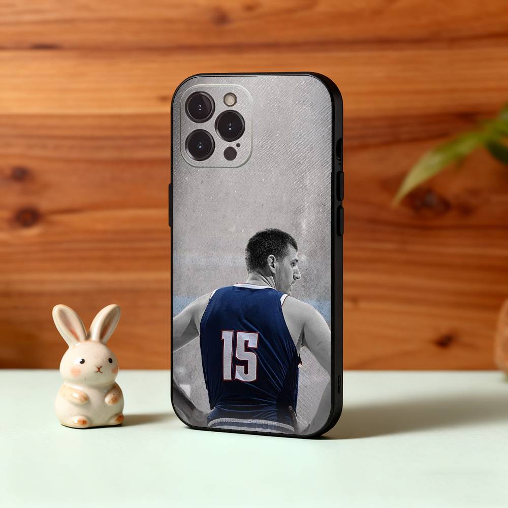 BASKETBALL N-Nikola J-Jokic NJ Phone Case For iPhone17,16,15,14,13,12Plus,Pro Max,XS,5G Soft Silicone Black Cover