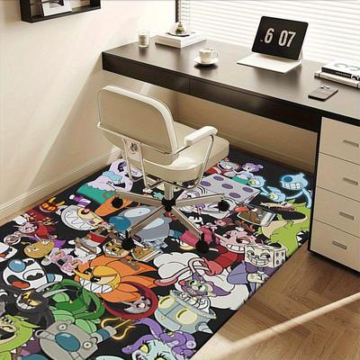 1pc Cuphead",Mugman",Art" Office Carpet Soft Polyester Non Slip Machine Washable Indoor Carpet Livin