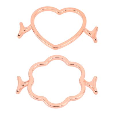 2Pcs Wax Seal Molds Zinc Alloy Easy To Use Sturdy Heart Flower Shape Wax Seal Stamp Rings for