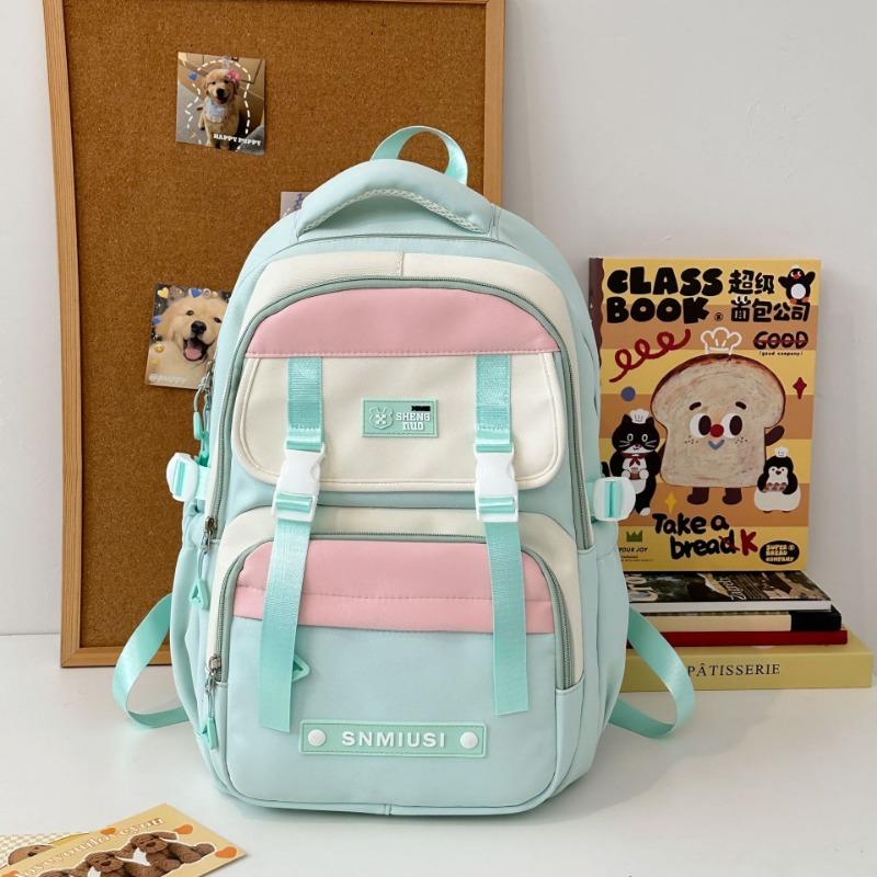 High-value Burden-reducing Schoolbag Female College Student, Contrasting Color Large-capacity Backpack Male Junior High School Niche Backpack