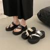 Rhinestone Cover Toe Thick-soled Slippers Women's 2025 Summer New Korean Version Versatile Comfortable Casual Fashion Heightening Sandals