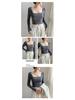Square-Collar Women's Top: Autumn/Winter, Long Sleeve, Versatile, Cropped, Exposed Midriff, New Style