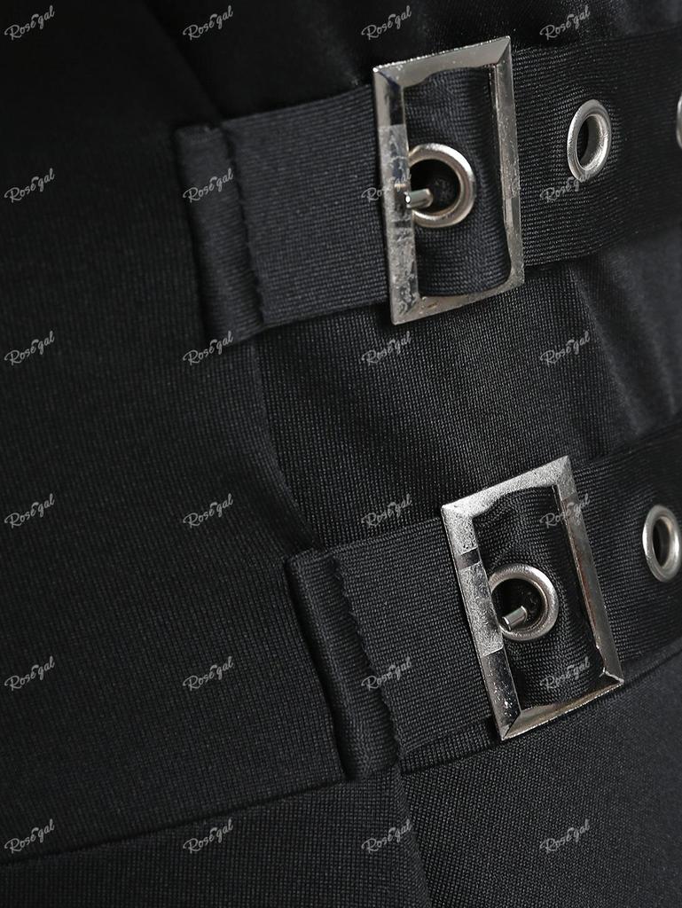 Rosegal Plus Size Lace Up Buckles A Line Ermeløs gotisk kjole