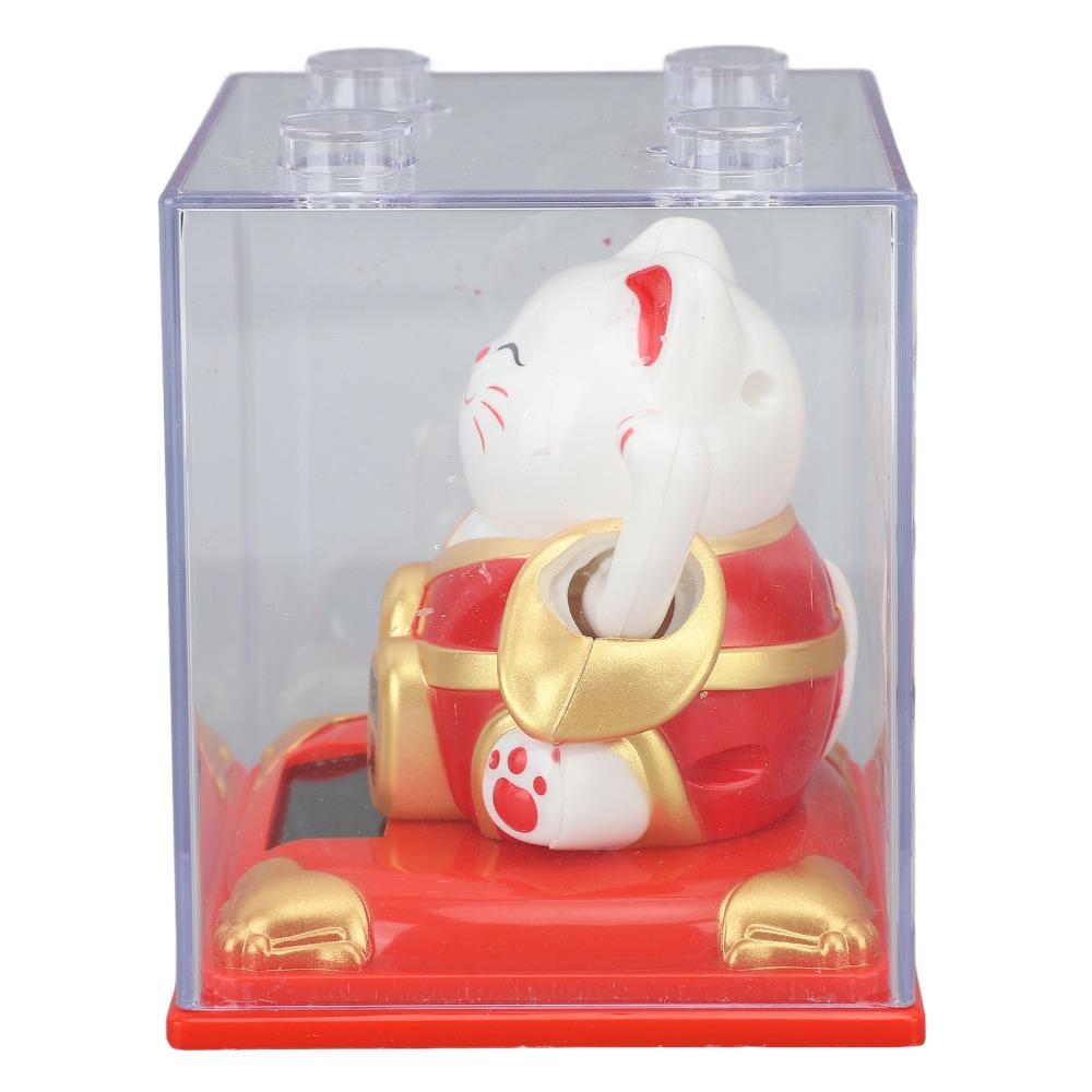 Red & Blue Mini Desktop Fortune Cat 3.19x3.86in Car Dashboard Cat Ornament  Car Interior Decor
