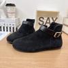 Belt buckle short boots women's Martin boots autumn and winter round head Birkenstock retro comfortable temperament new versatile side zipper