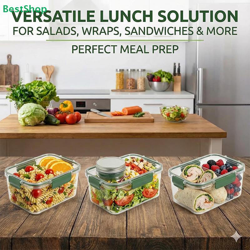 Leakproof Salad Container with Dressing Jar - Airtight Lunch Box for Salads, Meals & On-the-Go Food Storage