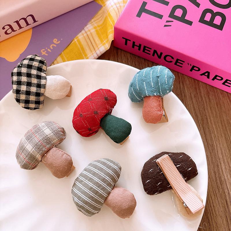 Urocze materiałowe grzybki spinki do włosów gumka pierścionek dla dzieci dziewczynek klips do włosów opaska spinka akcesoria wsuwka nakrycie głowy