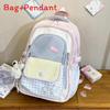 Girls School Backpack With Colorful Collage Design And Nylon Material For Middle School Students