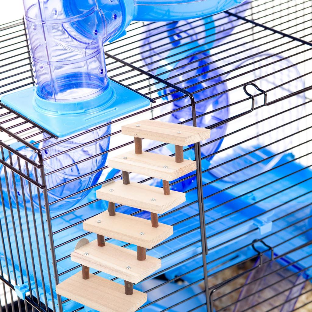 Wooden Ladder Toy Natural Wood Hamster Climbing Ladder Pet Cage Stairs Small Animal Play Ladder Chinchilla Rat Cage