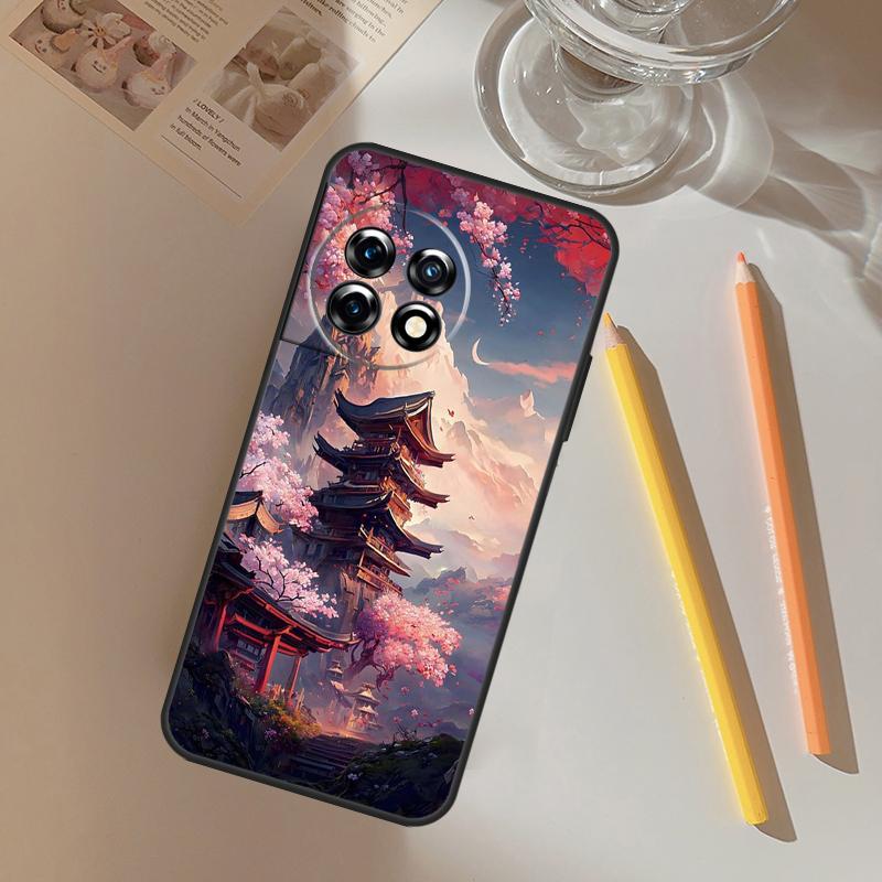 Japanese Art Temple Sakura Funda For OnePlus 12 12R 13 R 11 9 10 Pro 8T 9RT 10T OnePlus Nord 4 CE 2 3 Lite N20 N30 Case