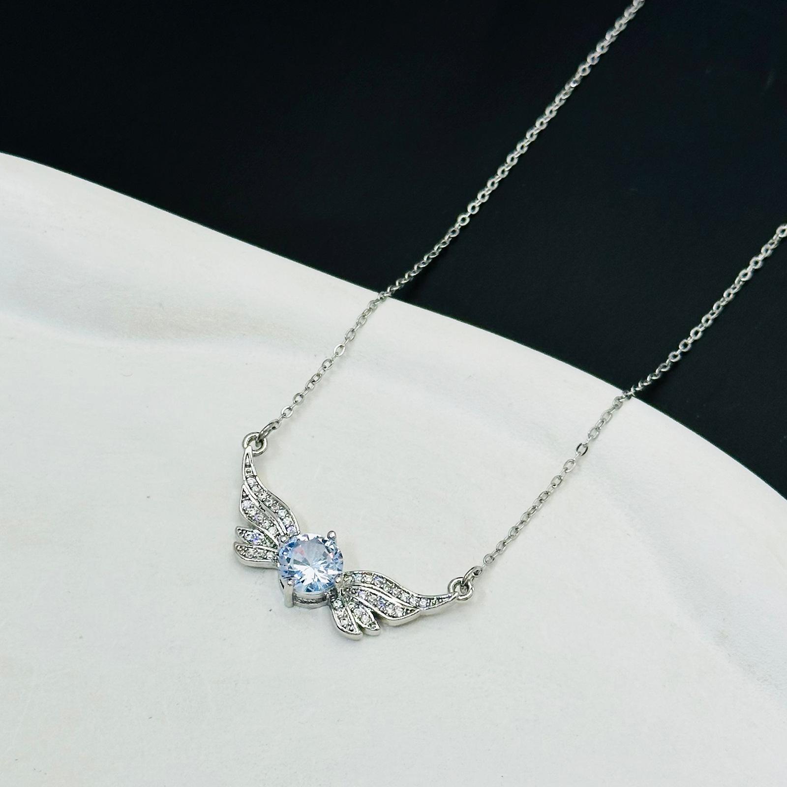 

Модное бриллиантовое ожерелье с подвеской в виде крыла ангела, блестящее ожерелье с подвеской в виде крыла ангела, геометрическое ожерелье для женщин, ювелирные изделия