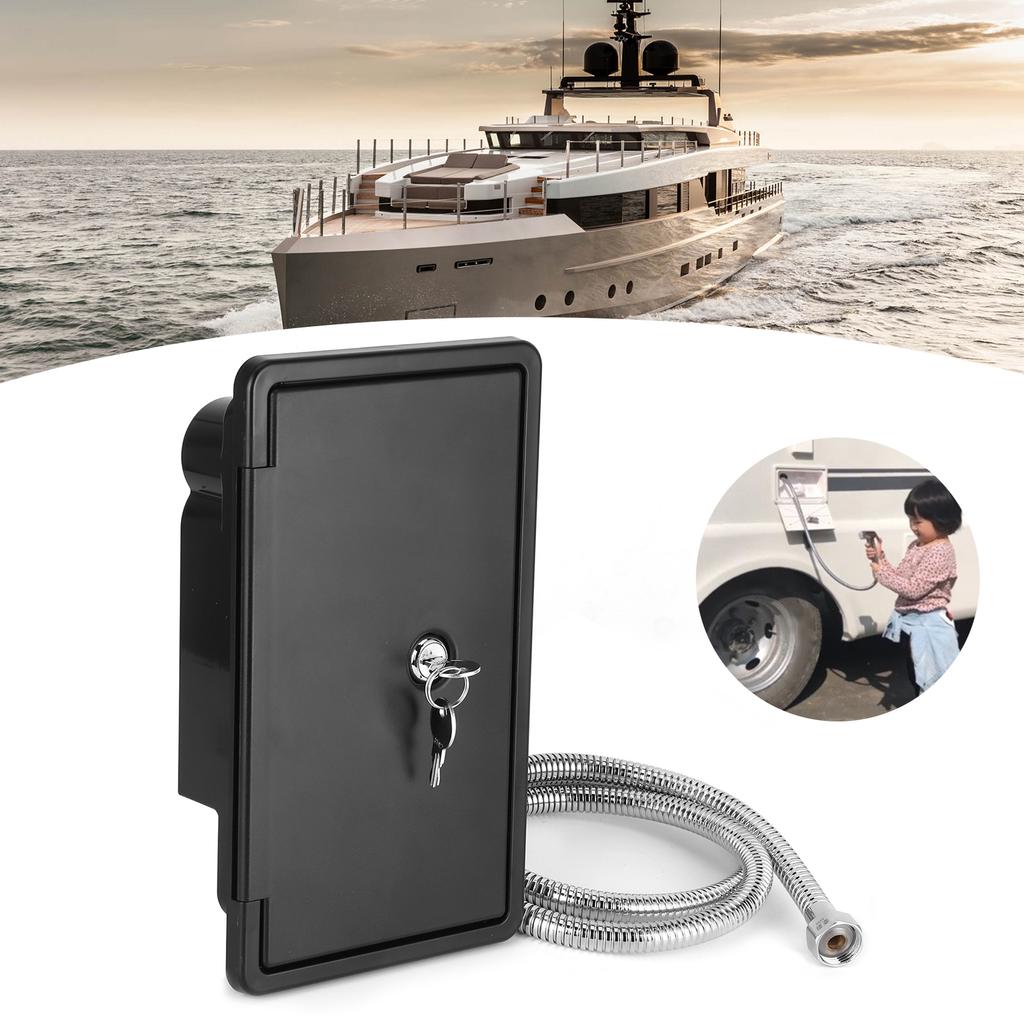 Exterior Shower Box Kit Hot Cold Water Dual Valve with Lock Keys 1/2in Thread for RV Motorhome Carav