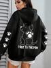 Sprich mit der Pfote Lustiger Hunde-Cartoon-Print Hoodie Damen Herren Warmer Fleece-Hoody Mode Lässig Kapuzenpullover Herbst Locker Rundhals Tops