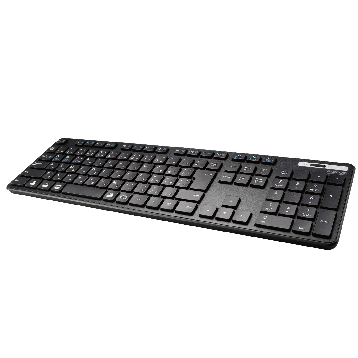 

ELECOM Wireless Keyboard Bluetooth Full Keyboard with Numeric Keypad Thin Membrane Antibacterial Supports for up to 3 Keypad Black Multi-pairing чорний