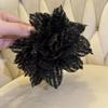 Fashion Black Mesh Flower Hair Clip For Women Shark Ponytail Claw Headdress Temperament Hair Accessories