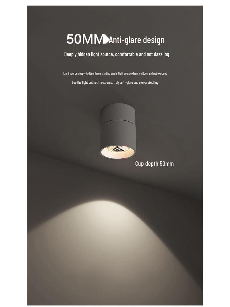 Adjustable LED Downlight Spotlight: Foldable No-Cutout Ceiling Light for Living Rooms, Walls, and Entrances