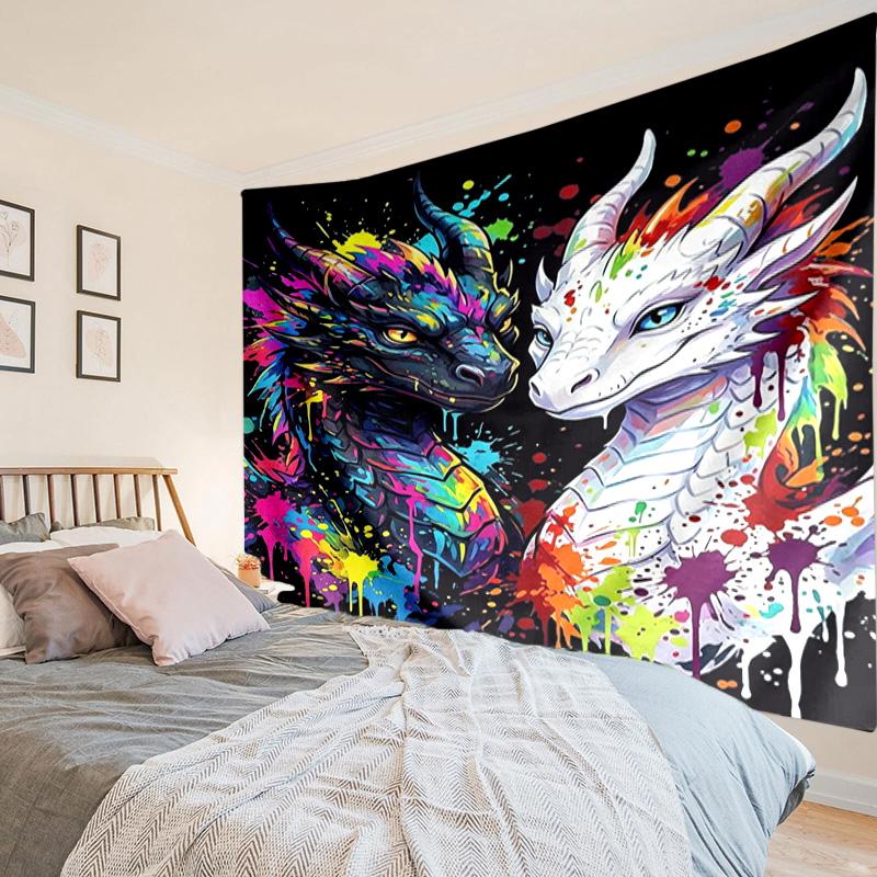 Colorful Dragon Artwork Tapestry, Unique Design Tapestry, Wall Decor for Bedroom,Livingroom, Playroom,Heartwarming Fan Holiday Gifts