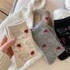 Winter Socks for Girls, Cartoon Puppy Plush Bow Wool Socks, Cute Mid-calf for Girls, Warm Girls