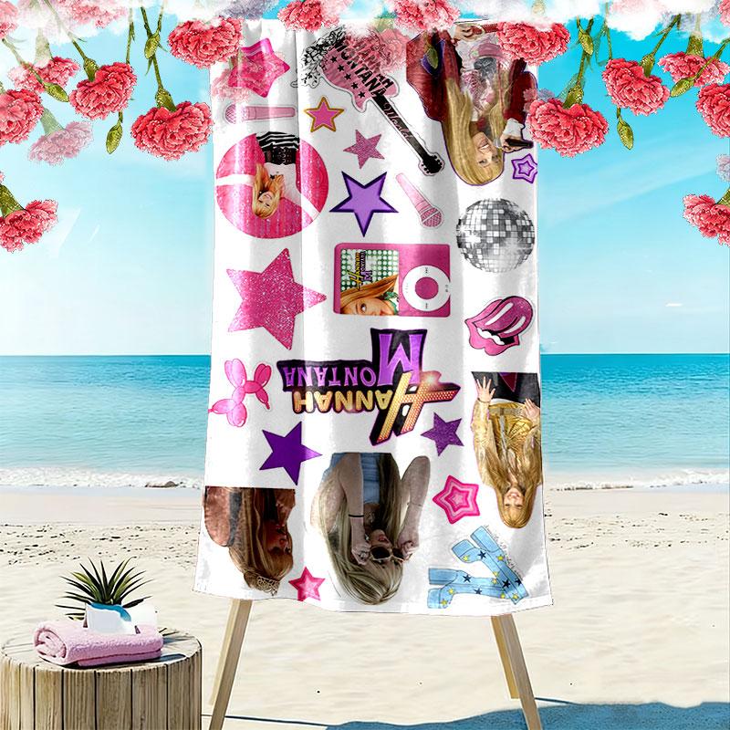Miley Stewart Print Beach Towel, Large Soft Quick Dry Towel for Beach Camping Swimming